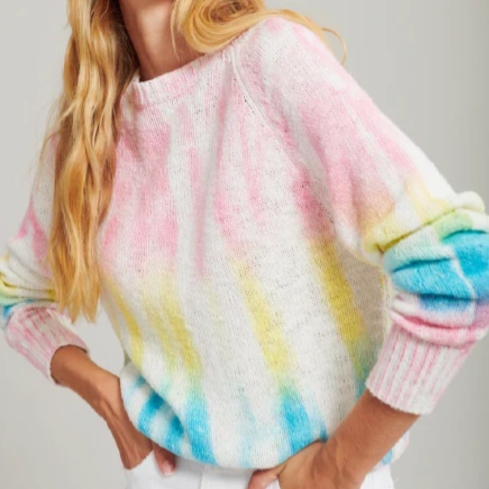 John + Jenn Sweater Womens M Tie Dye Knit Pullover Rainbow Crew Neck
Modern Chic